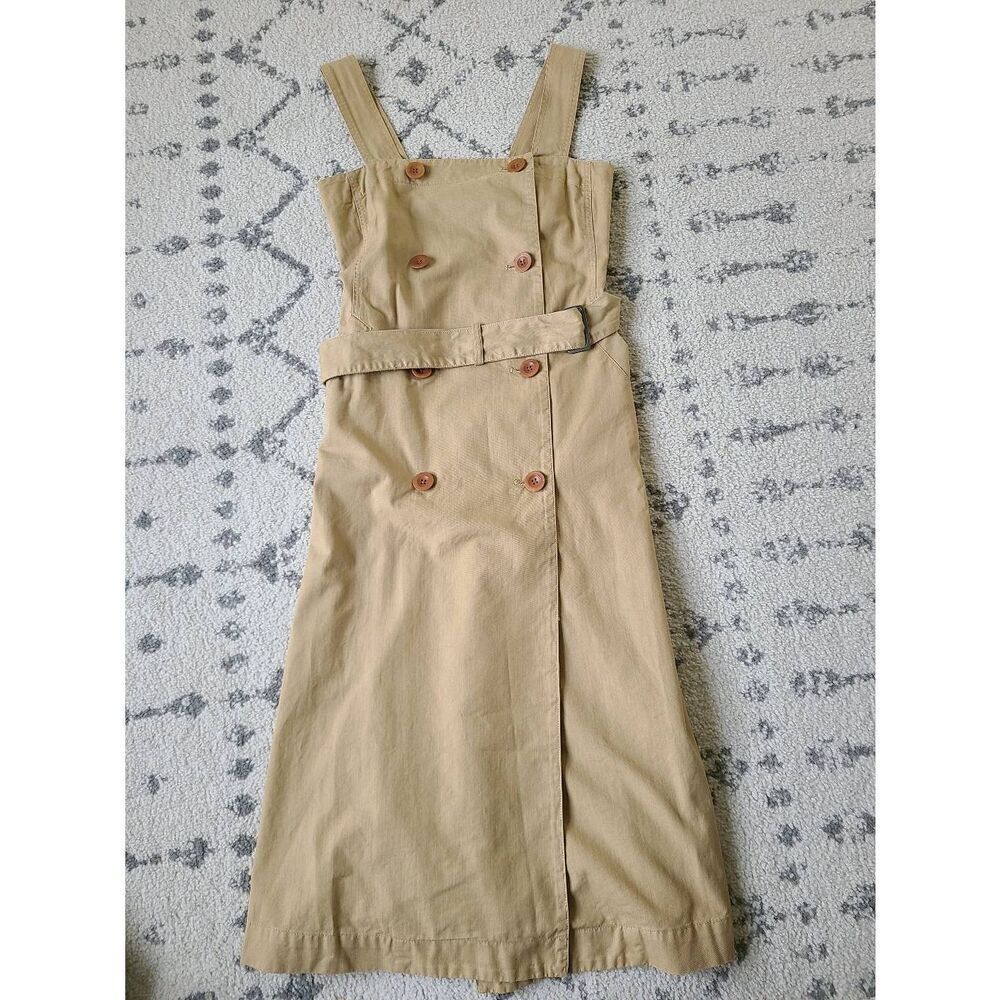Madewell Mini Dress Womens 0 Beige Sleeveless Double Breasted Strapped Stylish - Picture 4 of 7
